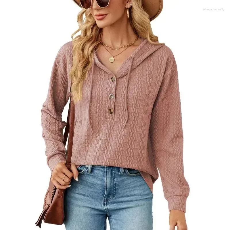 Hooded solid casual loose long buttons sweaters new arrivals
