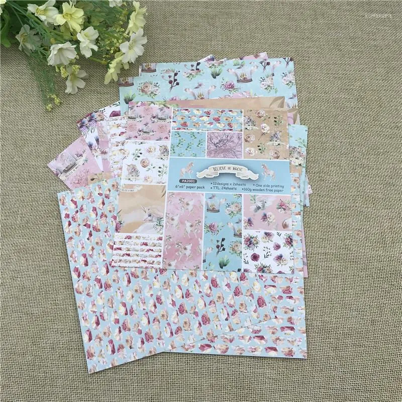 Emballage cadeau 24 feuilles 6 "X6" Believe In Magic The Flower Patterned Paper Scrapbooking Pack Handmade Craft Background Pad