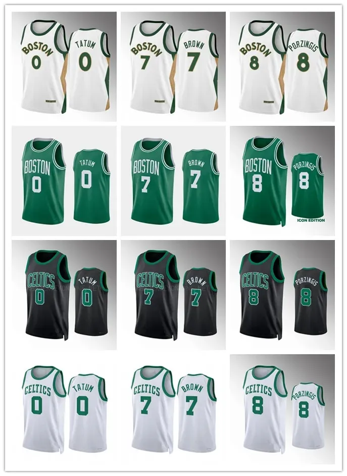 バスケットボールジャージJaylen Brown＃7 Jayson Tatum＃0 Kristaps Porzingis＃8 BOSTON'''CELTICS''MEN 2023-24 CITY AUSUTINEJJERSEY777