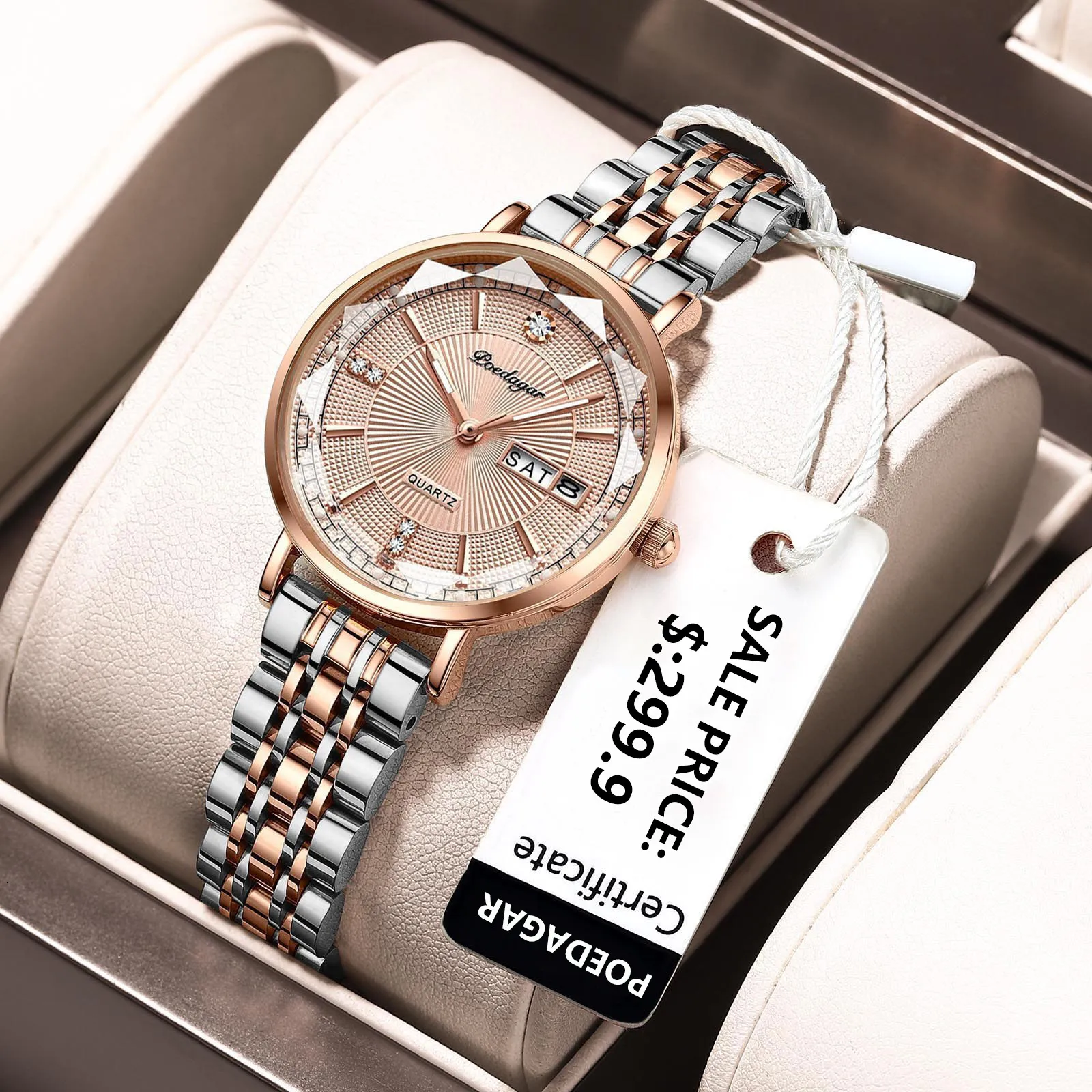 여성 시계 Poedagar Women Watch Rose Gold Fashion Quartz 시계 최고의 브랜드 고급 여성 손목 시계 방수 날짜 주간 여자 친구 선물 230403