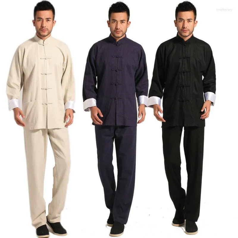 Vêtements ethniques chinois Tang costume hommes à manches longues d'âge moyen et personnes âgées matin exercice Tai Chi hommes