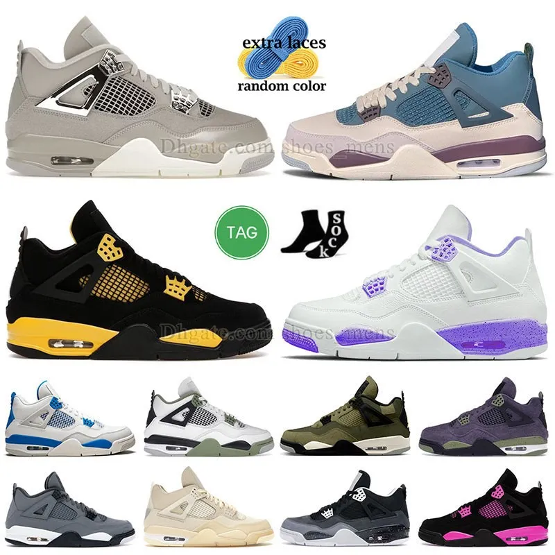 Groothandel 4 basketbalschoenen Jumpman 4S Frozen Moment Pine Green Mens Dames Zwarte kat J4 Geel Pink Thunder Trainers Sail 2023 Purple Oreo Sneakers Maat 13 Men schoenen