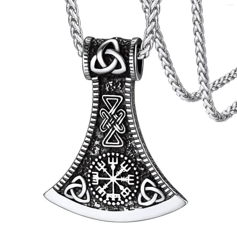 Anhänger Halsketten ChainsPro Männer Frauen Norse Viking Schmuck Axt mit Retro-Runen und keltischen Knoten Halskette Edelstahl CP715