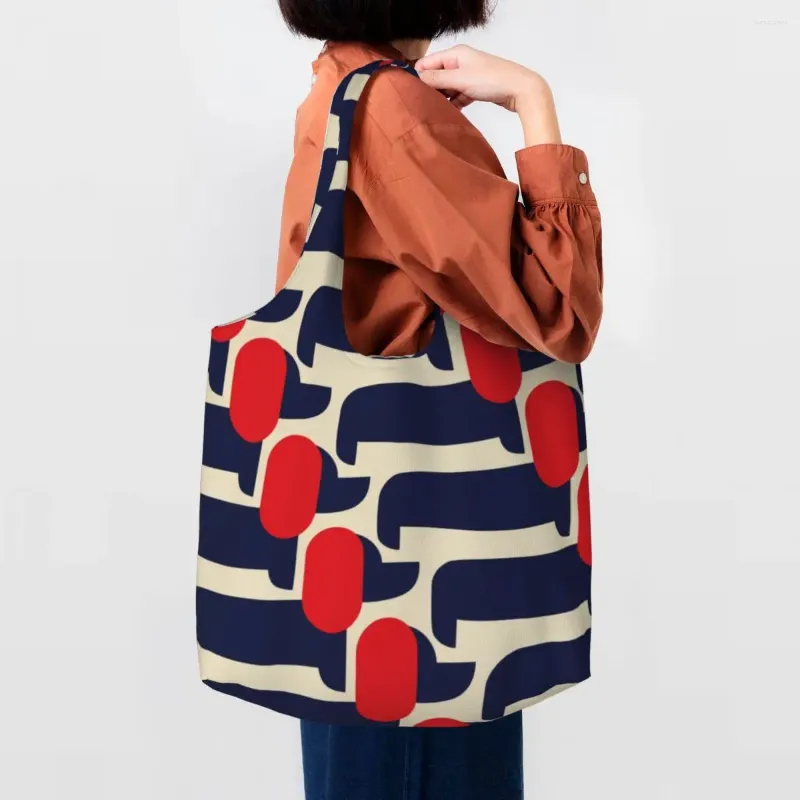 ショッピングバッグファッションプリントレッドドッグショートート再利用可能なOrla Kiely Groceries Canvas Shopper Shourdle Bag Pography Handbags