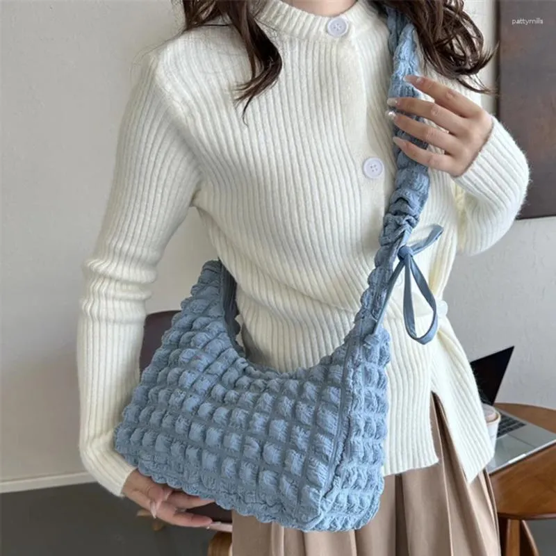 Abendtaschen Gesteppte Plissee Damen Umhängetasche Koreanische Puffer Mode Achselhöhle Kordelzug Riemen Frauen Schulter Einfarbig Weiche Handtasche