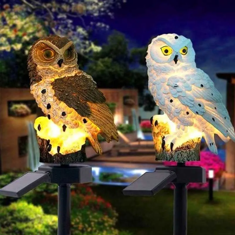 Nyhetsbelysning Solarlampa Owl Animal Solar Garden Lights Solar Powered Solar LED Light Outdoor Garden Decoration Lamp Vattentät solsken P230403