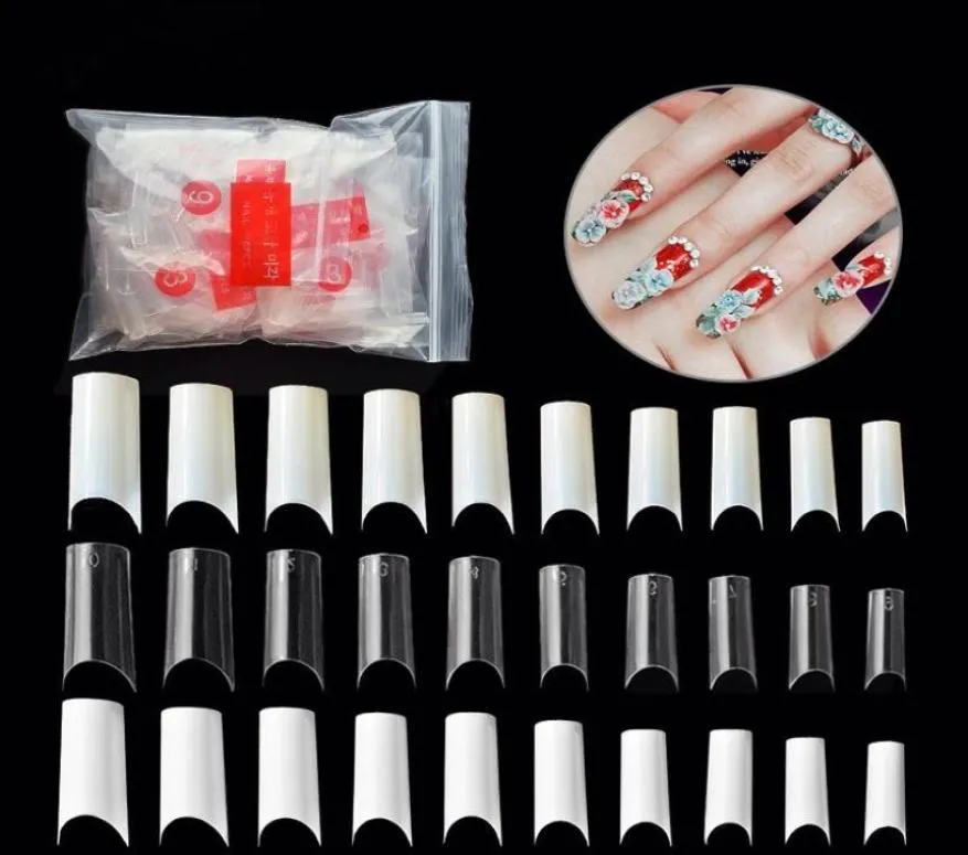 500PCS C gebogen natuurlijke helder witte Franse nageltips UV-gel Ultra flexibele nep-nagelkunst Kunstnagels Hoge kwaliteit Unhas Nagel1197985