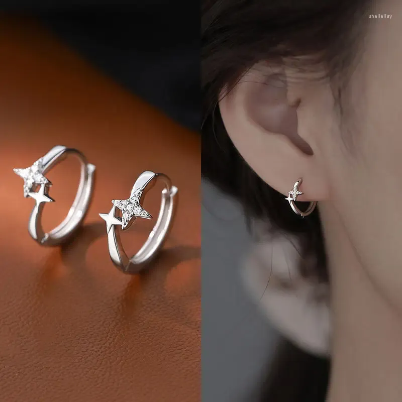 Hoepel oorbellen punk coole y2k accessoires schattige cross star stud glanzende strass lucky ear buckle voor vrouwen Koreaanse sieraden
