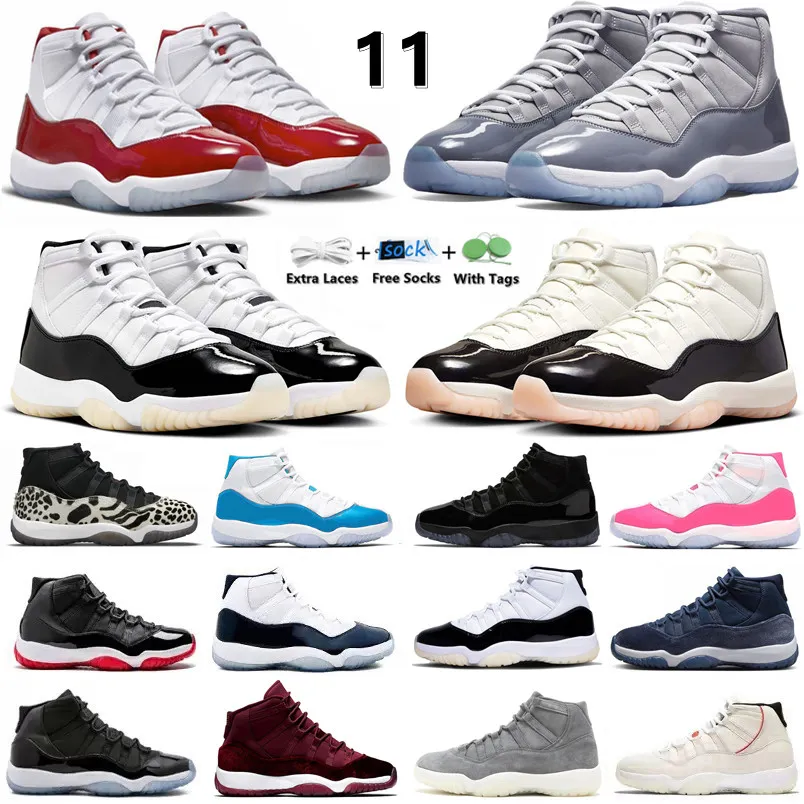 Jumpman 11 High 11s Scarpe da basket da uomo Napoletano Cool Grey Cherry Gratitude Velluto rosso Space Jam UNC Bred Yellow Snakeskin Uomo Donna Scarpe da ginnastica Sportive Sneakers