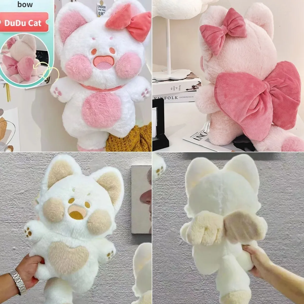 Favor de festa 40cm Dudu Cat Doll Plush Toy Kawaii Pluushie gatinho macio Asas de algodão Algodão Almofada Almofada Crianças crianças meninas meninas adoráveis ​​230404