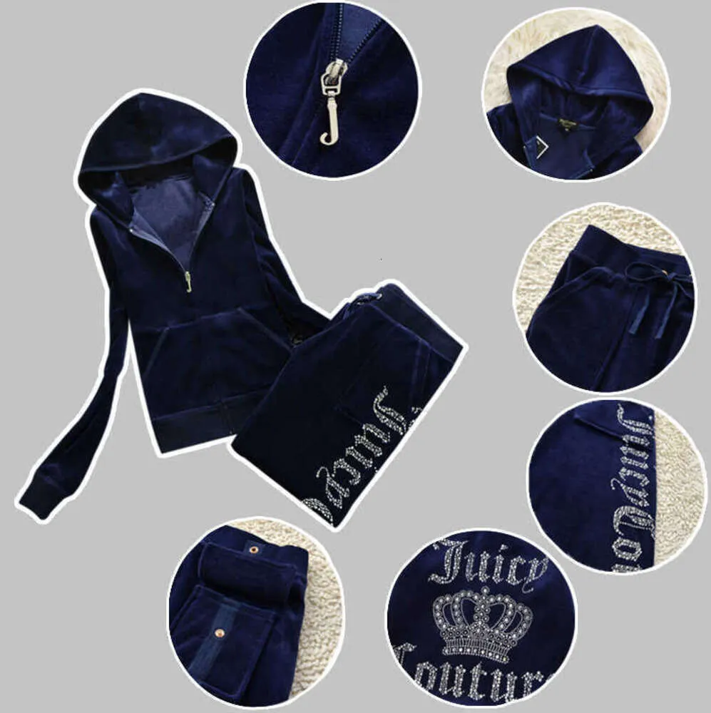 Juicy Apple Survêtements pour femmes 2023 Marque d'été Couture 2 pièces Ensembles Velours Velours Femmes Survêtement Sweats à capuche et pantalons Met Porter un sweat à capuche