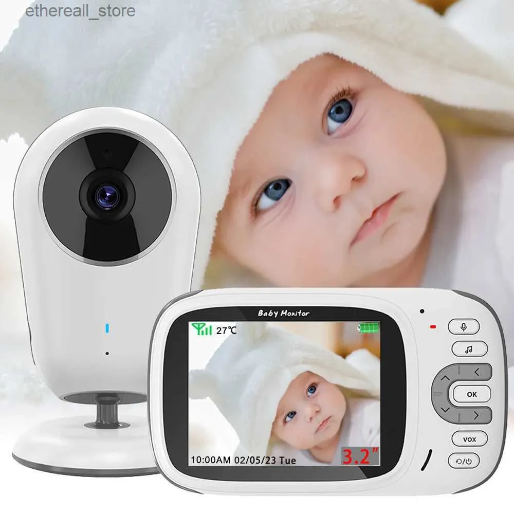 Baby monitor Baby monitor Video wireless Nuovo citofono da 3,2 pollici Monitoraggio della temperatura Babysitter Nanny Visione notturna Telecamera di sicurezza Babyphone Q231104