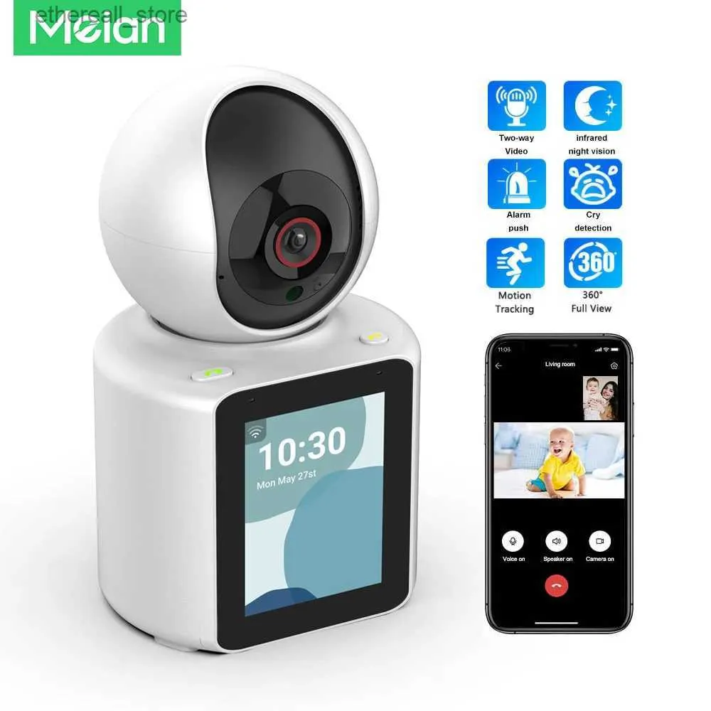 Baby Monitors Meian Wifi Survalance Camera with 2.8 Inch Screen 1080P Two-way Audio Baby Monitor Auto Tracking Security Protection Camera Q231104