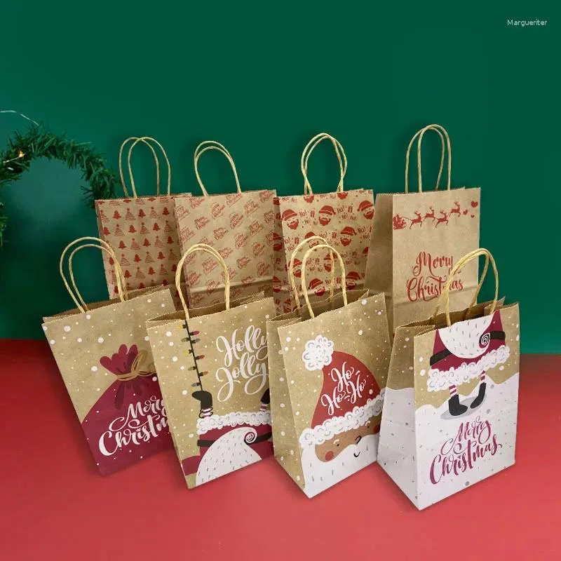 Grands sacs cadeaux de Noël, sac en papier kraft, collation, vêtements,  cadeau, boîte d'emballage, 2023