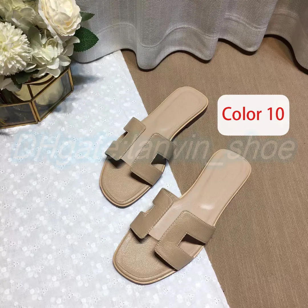 2024 New Genuine Leather Summer Slide Slippers Sandals For Women And ...