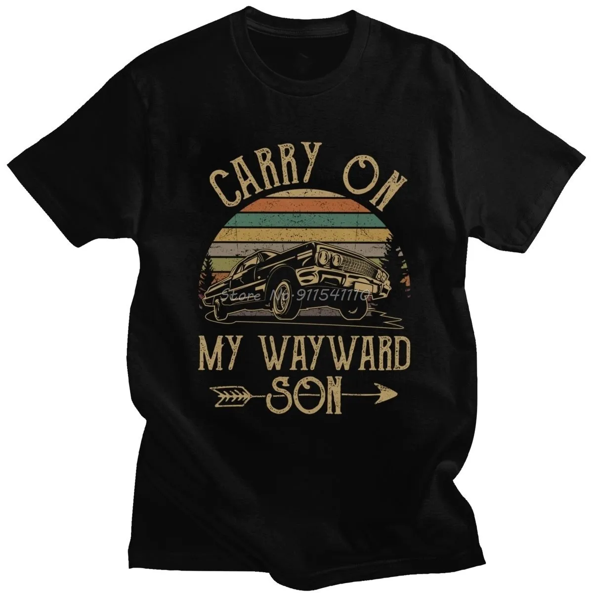 Herren T-Shirts Supernatural Vintage T Carry On My Wayward Son Dark Heather Einzigartiges T-Shirt Baumwolle Bedrucktes T-Shirt Kleidung 230404