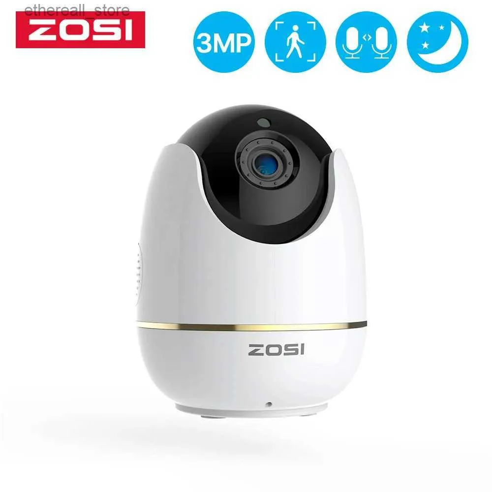 Baby Monitors Zosi 1536p HD WiFi Wireless Baby Monitor 3.0MP CCTV Surveillance Camera med tvåvägs Audio Night Vision Home Security IP Camera Q231104