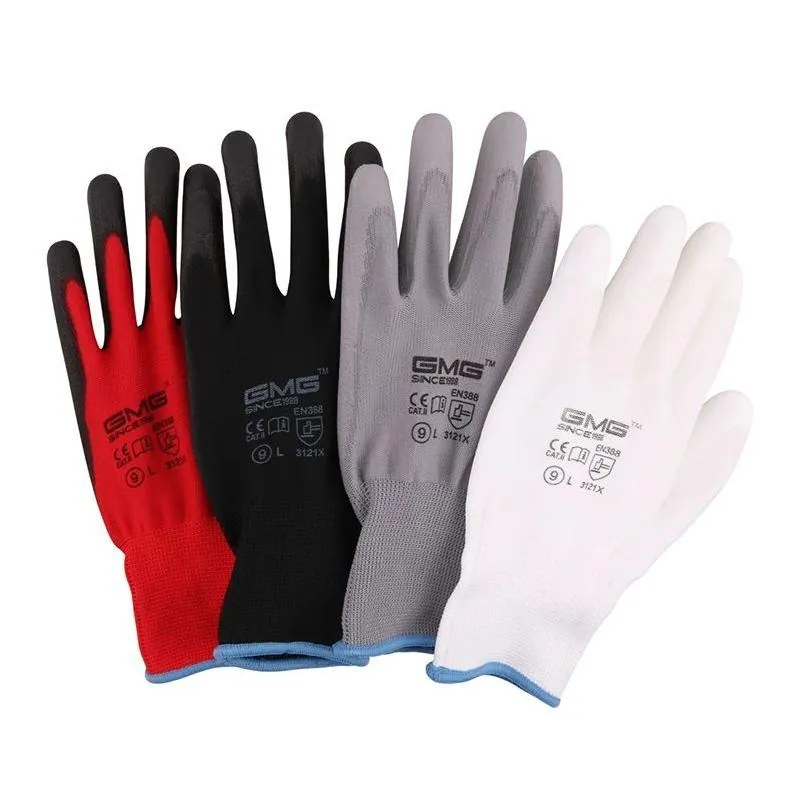 Hand Protection Wholesale 12 Pairs Gmg Ce Certificated En388 Red Black Pu Work Safety Gloves Mechanic Working Drop Delivery Office Sch Dhhwv