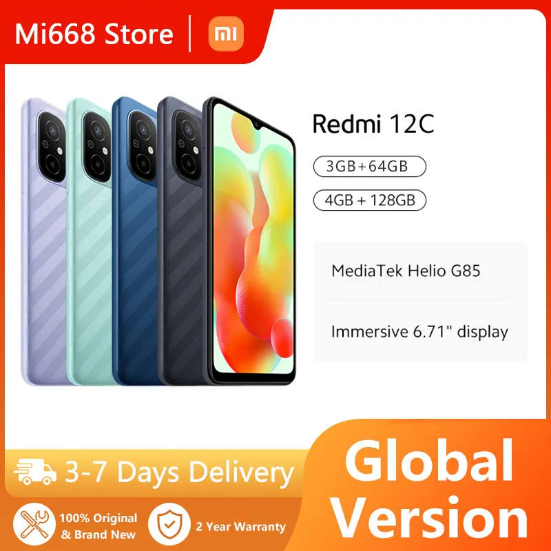 Global Version Xiaomi Redmi 12C smartphone 50MP Camera 6.71 inch Xiaomi Phone 5000mAh High-capacity Battery Helio G85 Octa Core