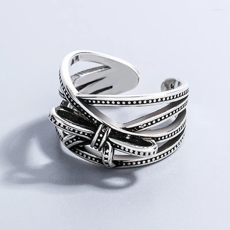 Cluster ringen zilver kleur Koreaanse East Gate Vintage Star gemaakt oude ring verstelbare minderheidspersoonlijkheid gewone wijsvinger