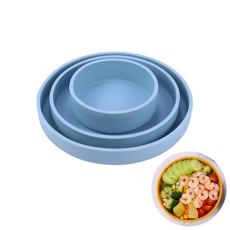 Round Silicone Plates Unbreakable Dinner Dishes Plates Set