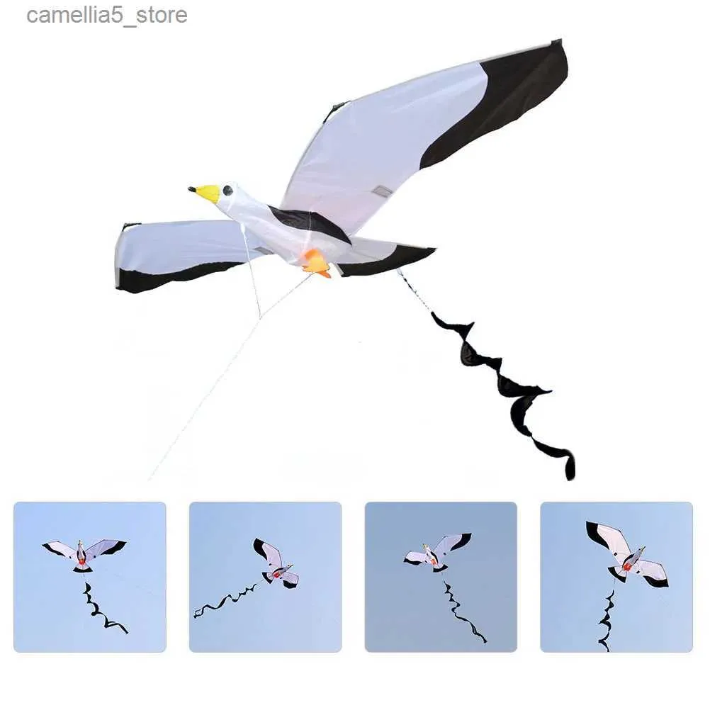 Accesorios para cometas 1 unid Niños Dibujos animados Gaviota Cometa Fácil de volar Cometa Cometa de cola larga para juegos al aire libre Cometas Q231104