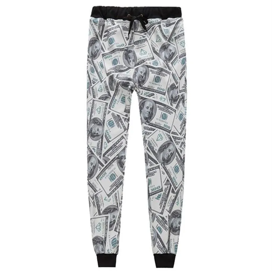 w1215 Männer Frauen 3D-Hosen lässige Mode Dollar gedrucktes Papiergeld Mädchen lange Hose Cartoon Größe S-XL neu 2015284K253E