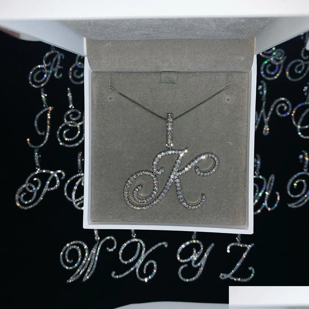 Colares pendentes cursivos 26 letra inicial colar de letra micro pave 5a cubic zirconia cz alfabeto name jóia entrega jóia dhr5i