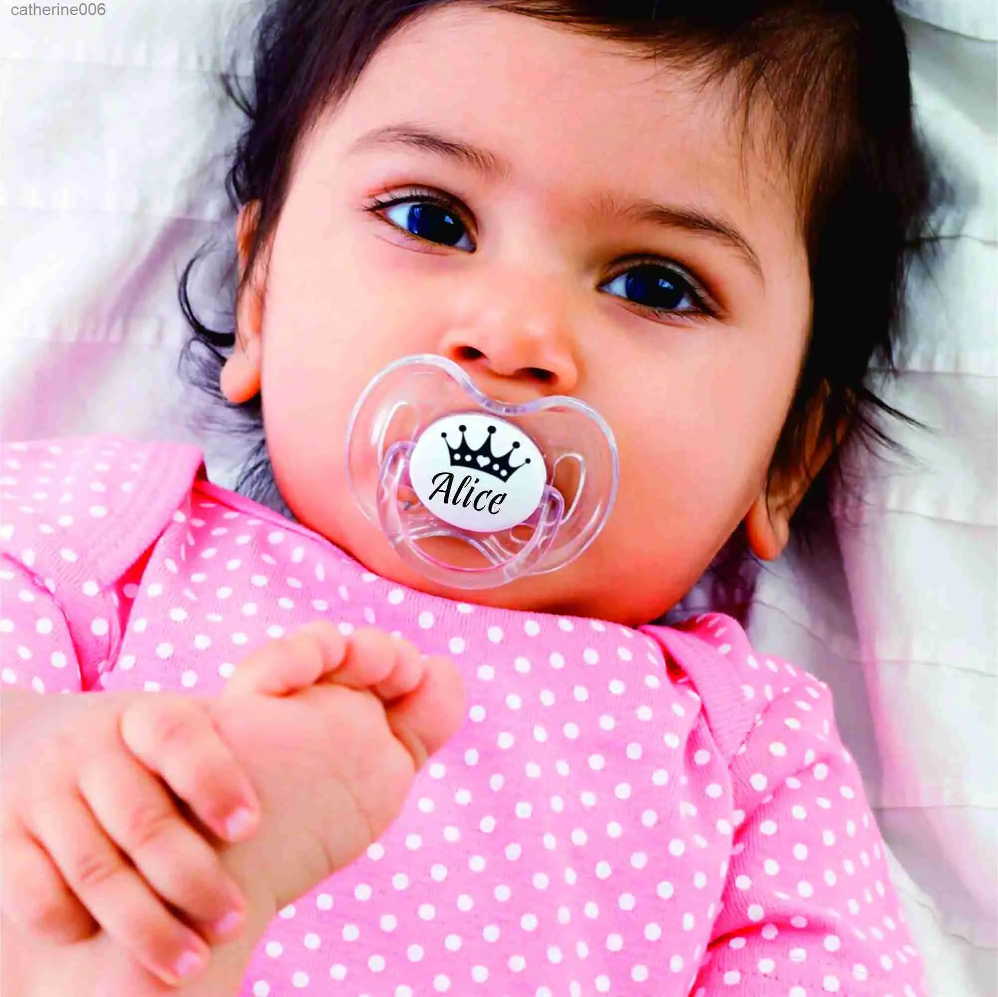 Pacifiers# MIYOCAR personalized any name princess transparent Orthodontic pacifier dummy BPA free unique gift for new born baby showerL231104