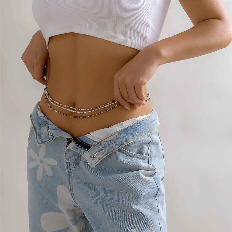 3PCS Bohemia talia z koralikiem Brzuch Belly Belly Belly Bely Bely Bely Bely Bely Bely Chains