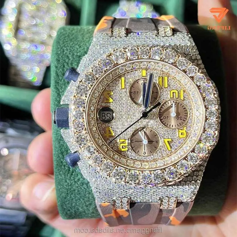 KVF5 2024Iced out diamanten horloge voor mannen Hiphop moissanite sieraden Luxe datum horloge handgemaakte mec