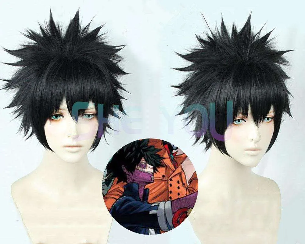 My Boku No Hero Academia Dabi Costume de cosplay court noir + bonnet de perruque