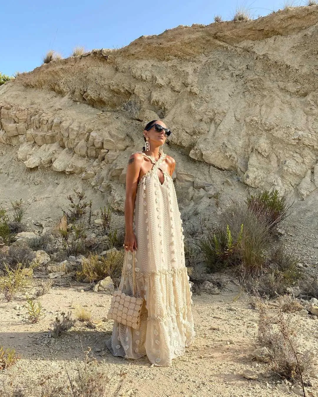 OCCOKO Abiti Estivi Da Donna Boho Abito Estivo Senza Maniche Casual Con Bottoni Sul Davanti Per Le Vacanze Con Tasche Porta Abito 121926605