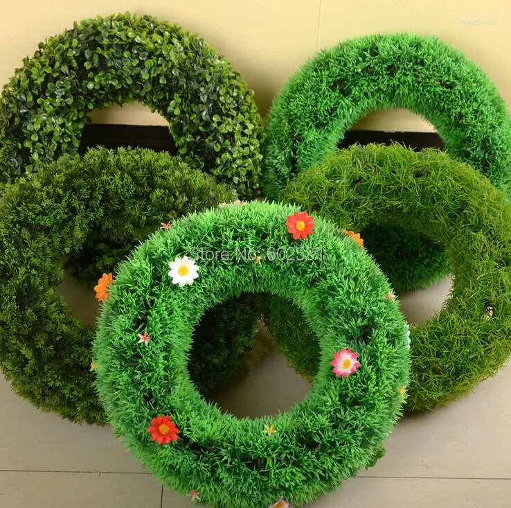 Decorative Flowers SPR 6 Styles Small Size Wedding Artificial Grass Ring Rosette Plastic Lawn Home Interior El Project Window Furnishing