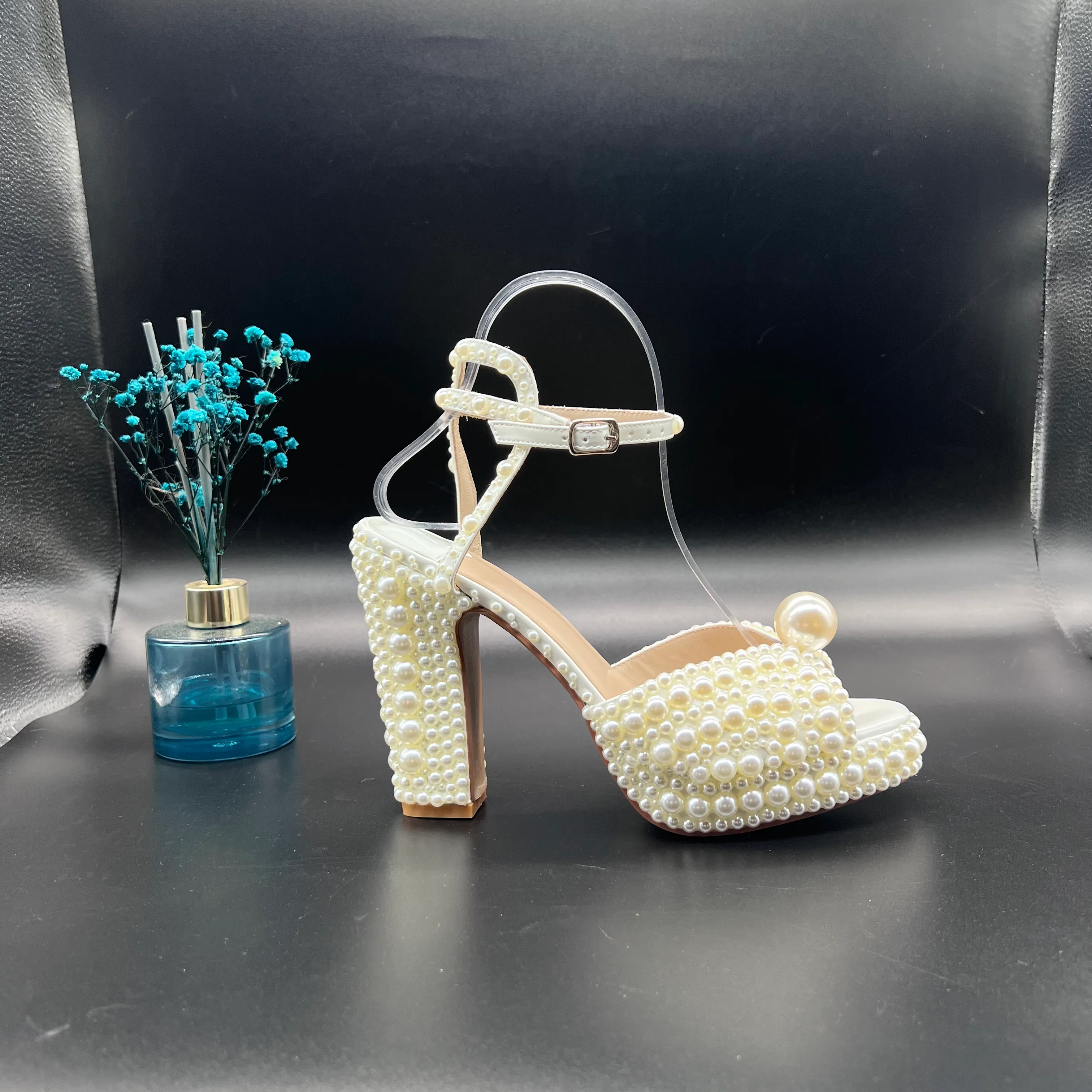 Luxury Ivory White Glitter Wedding Shoes Sandals Elegant Bridal Shoes Pumps  Platform High Thick Heels 2015 Size… | Wedding shoes, Wedding shoes  sandals, Bride shoes