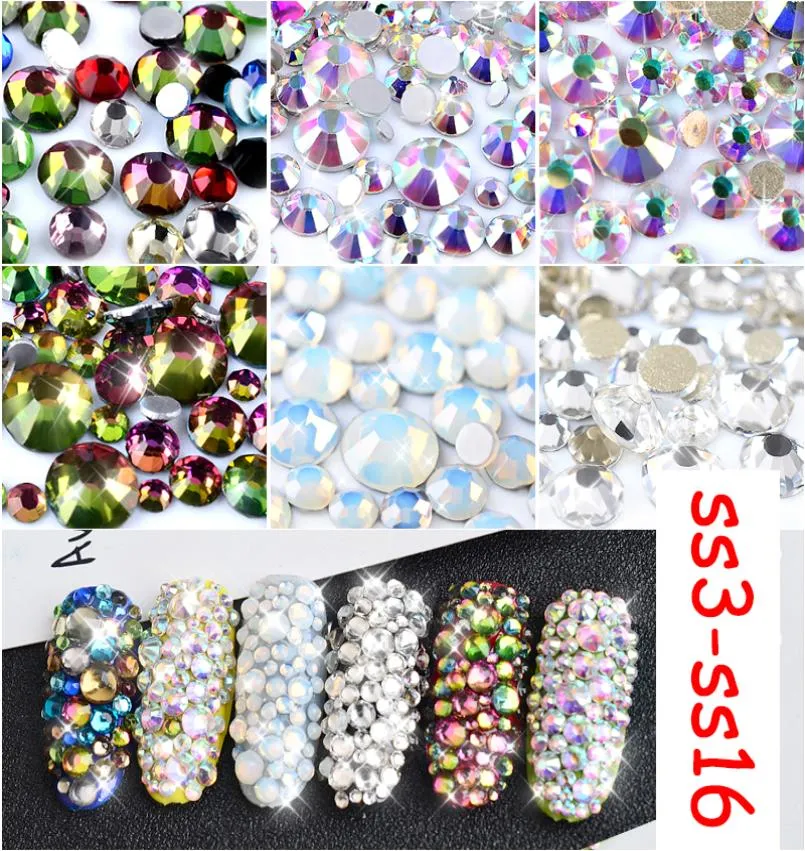 ganze 800 Stück Flame Nail Crystal 3D Weiß Klar AB Flatback Fix Nail Art Strass DMC SS3SS16 DIY Glitzer Maniküre Deco8012198