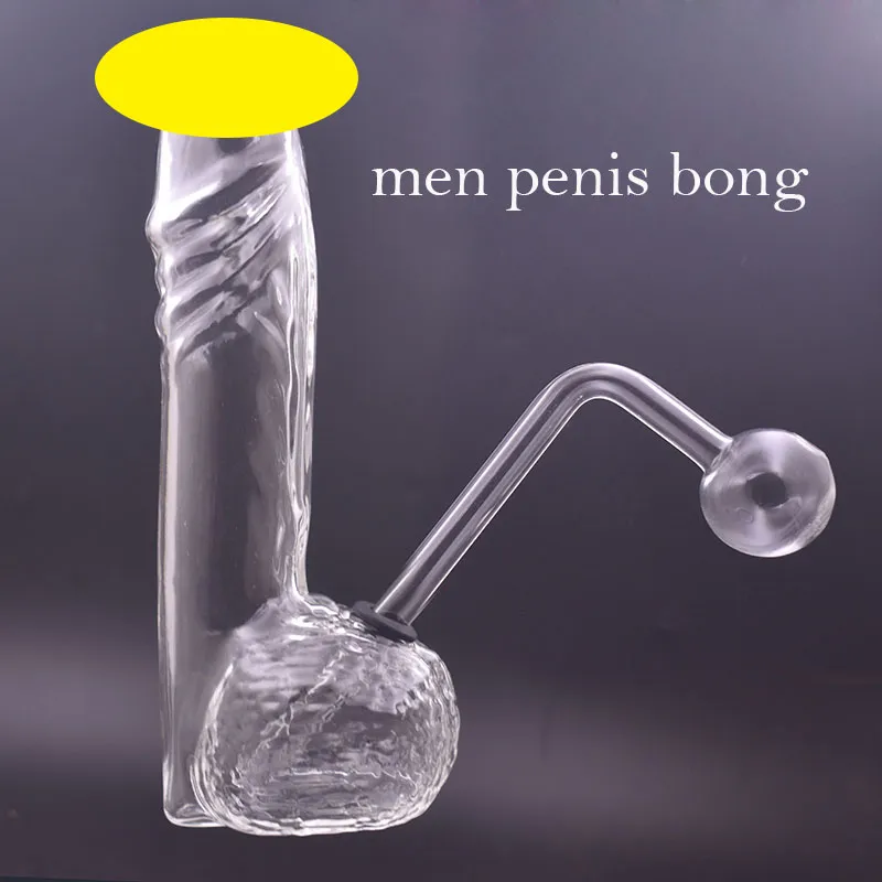 Design unico USA Pene maschile Bong in vetro Pipa ad acqua Big Size Olio trasparente Dab Rigs Ashcatcher Narghilè con tubo bruciatore a nafta rimovibile 60 pezzi