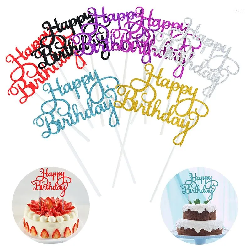 Forniture festive Decorazioni per torte per feste di compleanno per adulti per bambini 5/10 pezzi Happy Toppers Baby Shower Baking Accessori fai da te Inserisci