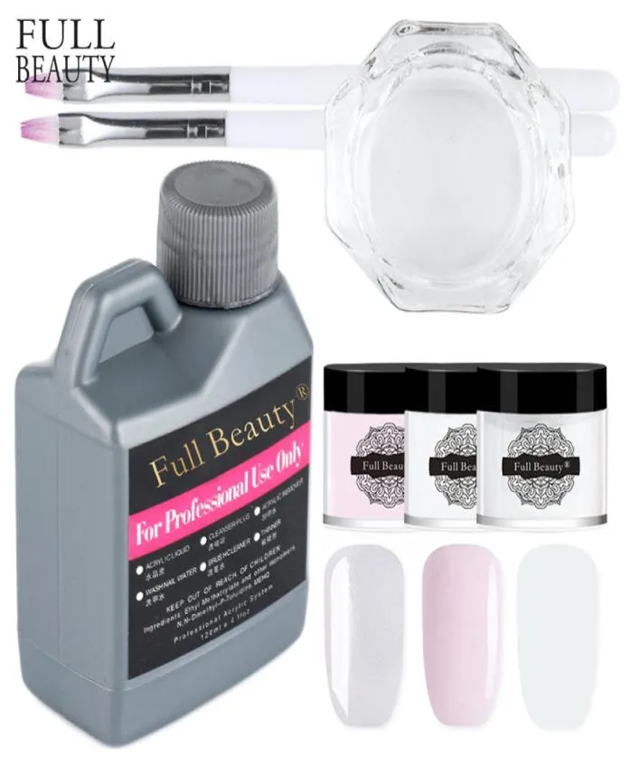 Kits de unhas em pó de cristal, extensão acrílica transparente, conjunto de construtor de manicure, 120ml, líquido acrílico, escultura 3d, escova de unhas, ferramenta diy ch15732085860