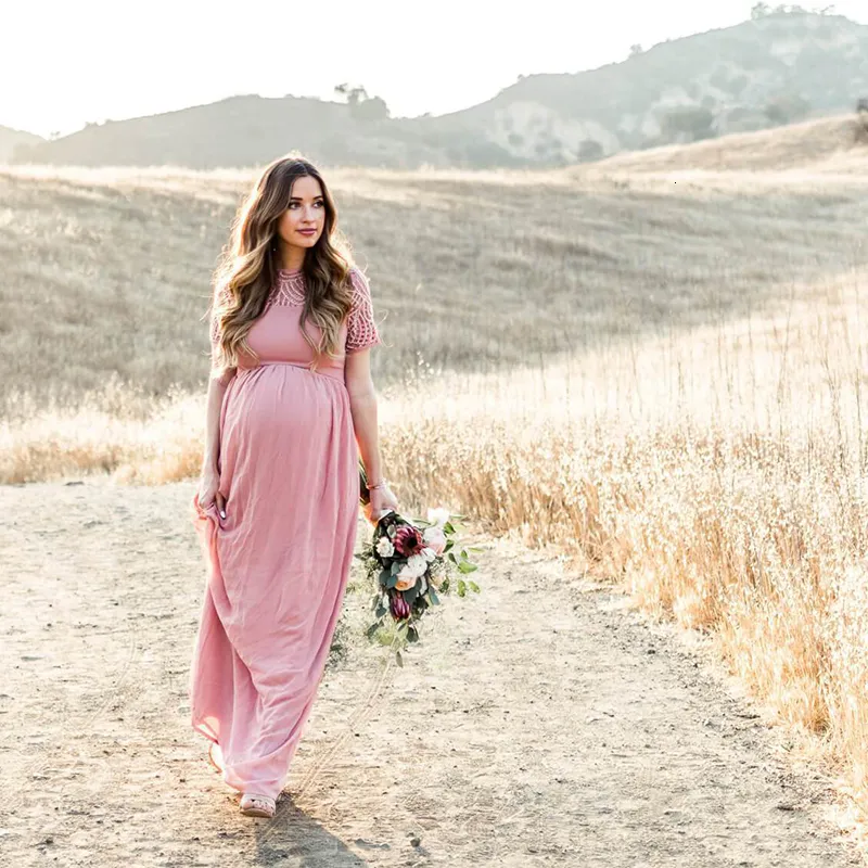 plus size white beach dresses Boho Maternity Dress for Photo Shoot Boho Maxi Dress Beach Wedding YW2 –  yewendress