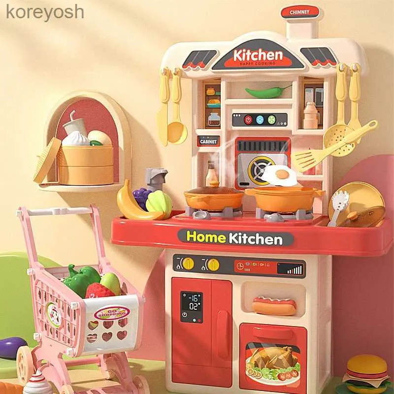 Cucine Gioca Cibo Casa da gioco per bambini Giocattolo Simulazione Tavolo da cucina con suono Gioco di ruolo per bambini Utensili da cucina per ragazza Cucina Set di giocattoli educativiL231104