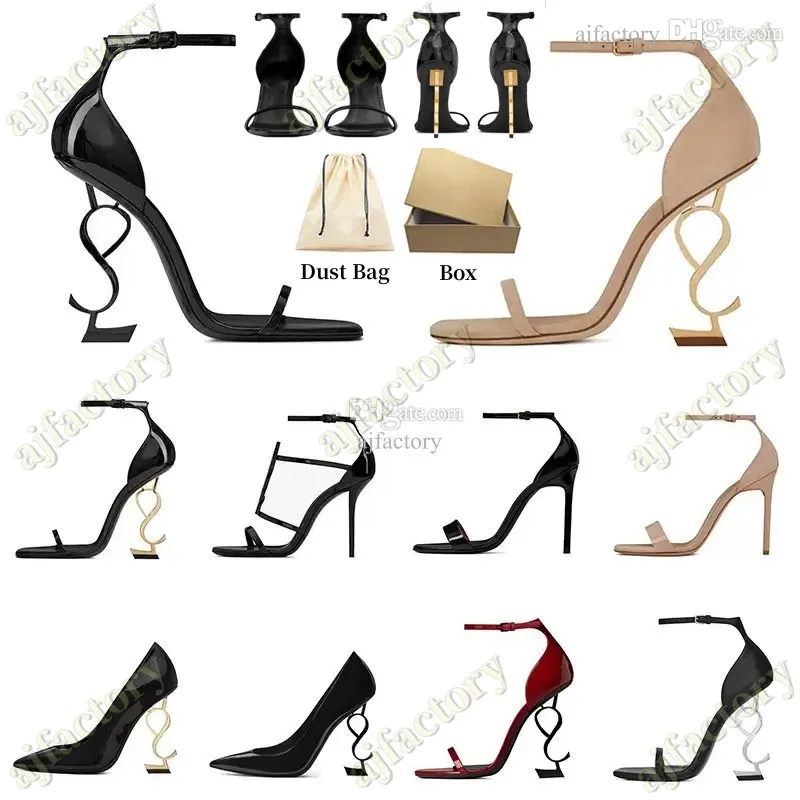 Zapatos de vestir de lujo para mujer, tacones altos de diseñador, charol, tono dorado, triple negro, nuede, rojo, para mujer, sandalias de moda para mujer, fiesta, boda, oficina, bombas, tacones alfabéticos.