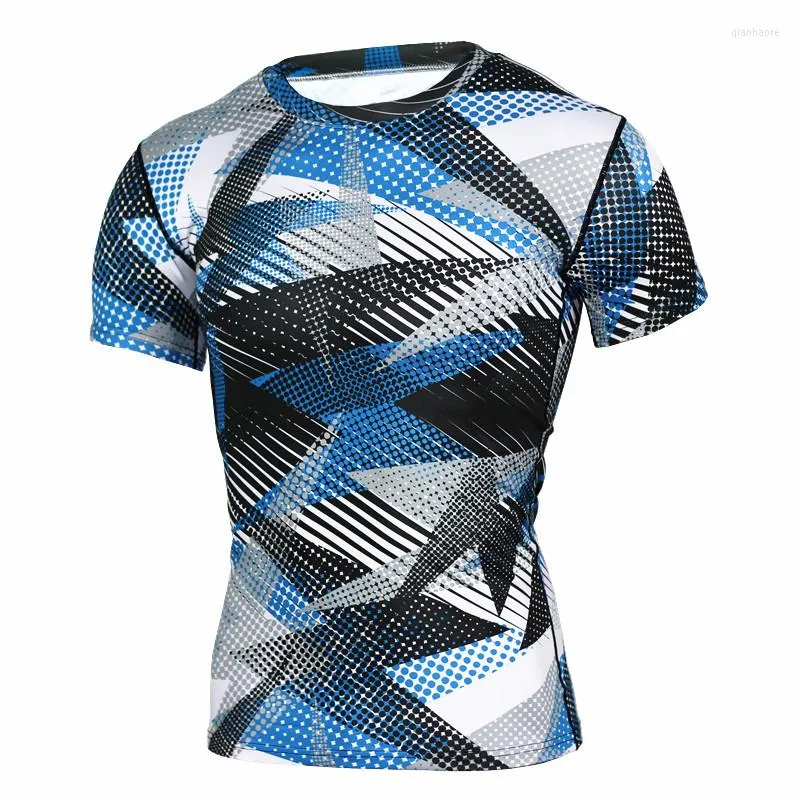 Heren t shirts snel drogen t-shirt hardloop training fitness kleding sport elastische compressie korte mouw heren b50