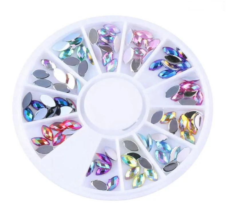 Blandad färg flatback Rhinestones in Wheels HeartwaterDrophorse Eye Akrylborrar kameleonsten för DIY -nagelkonstdekorationer5113351