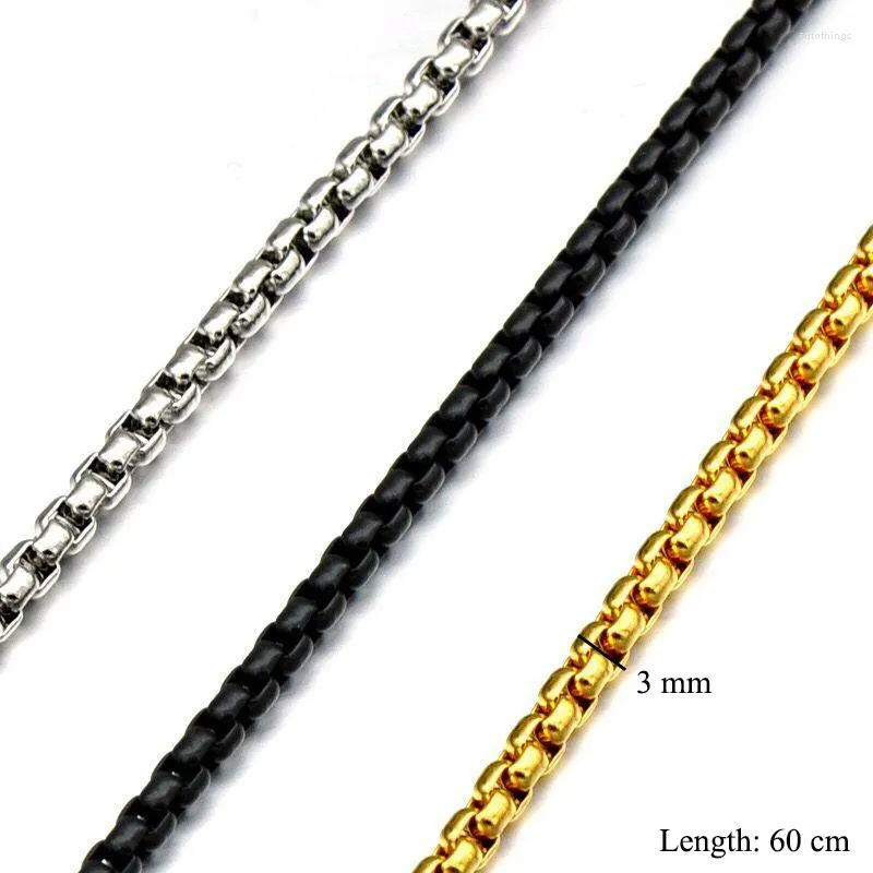 Chains MxGxFam 60 Cm 3mm Width 316L Tanium Steel Black Chain Necklaces For Men Fashion Jewelry Gold Color / White