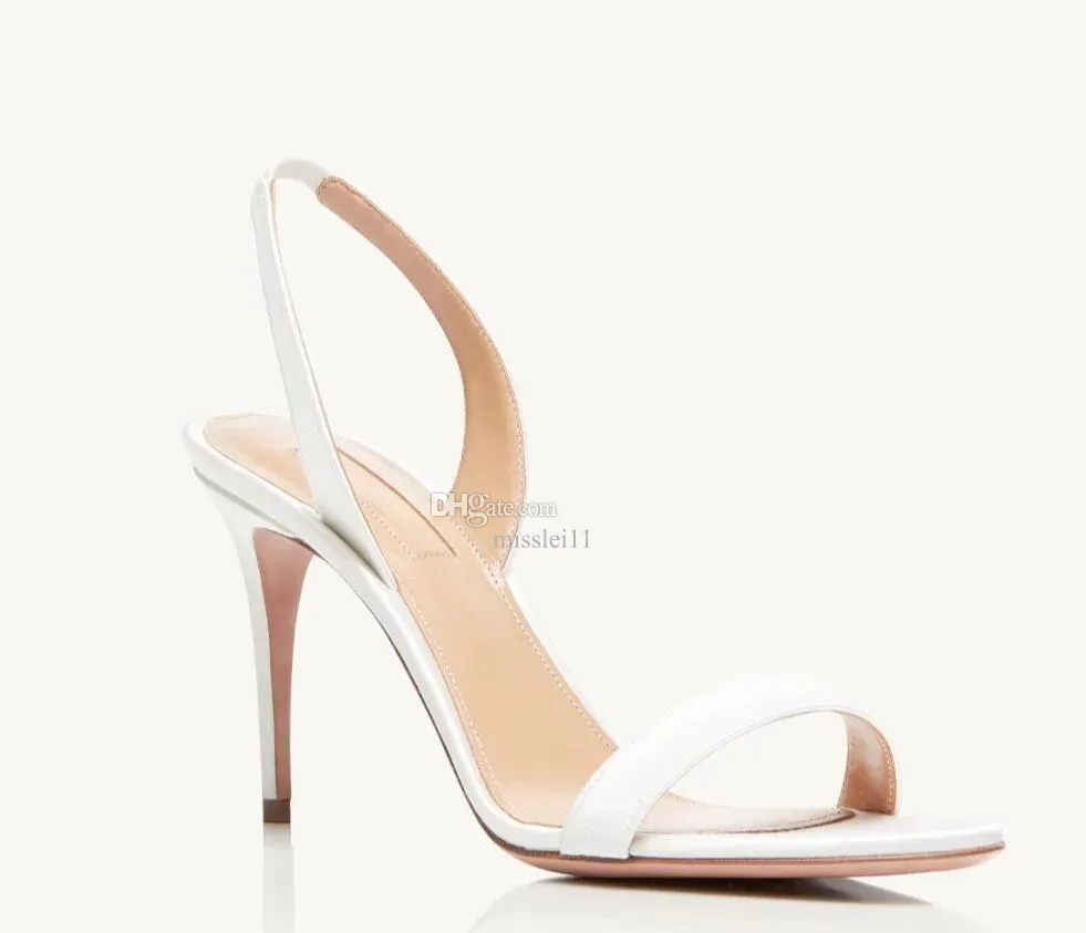 Marcas de diseñador Aquazzuras sandalias para mujer Trouble Maker Sandal Heels bind party zapatos de vestir de boda talón correa trasera suela de cuero sandalia caja 35-43
