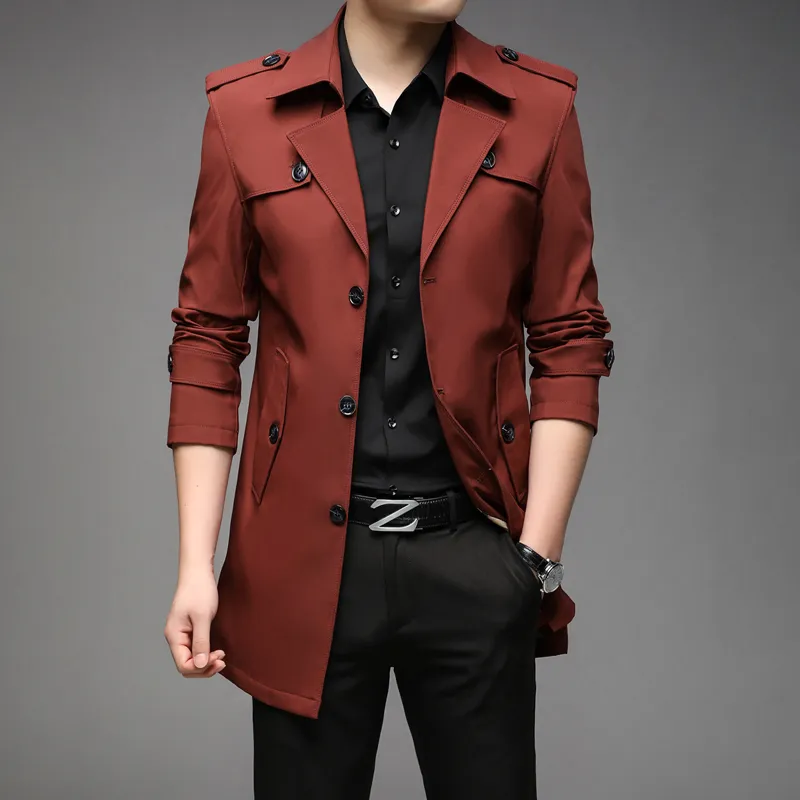 Мужские траншеи Coats Nieuwe Lente Mannen Geul Mode Engeland Stijl Lange Trenchcoats Мужские.