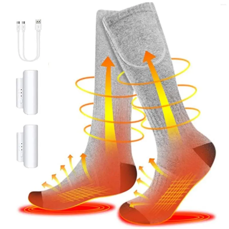 Chaussettes de sport chaussettes chauffantes d'hiver batterie Rechargeable bas femmes chauffage électrique Ski homme thermique avec pied plus chaud