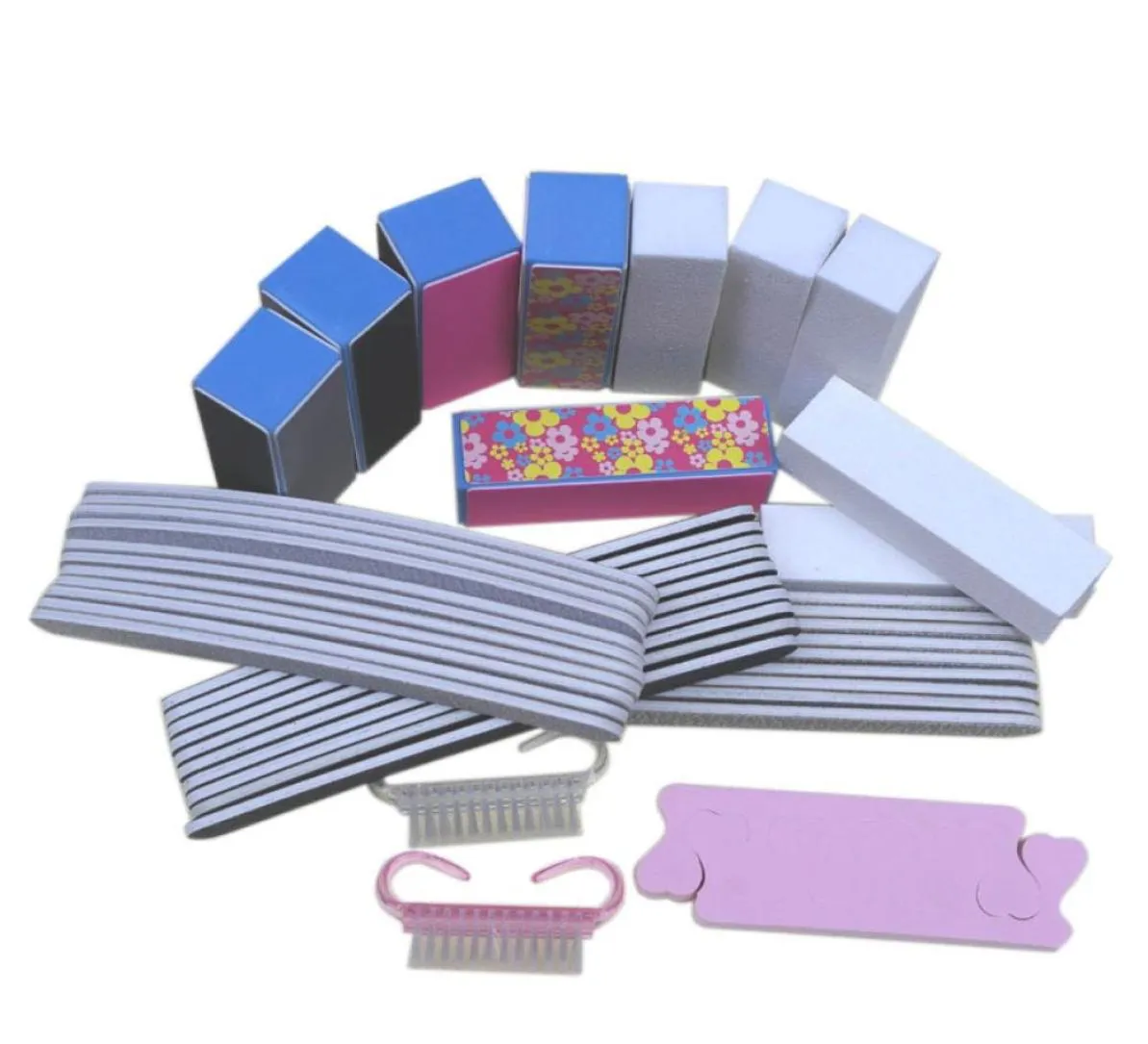 Conjunto de kits de unhas de plástico, 44 peças, bloco amortecedor, arquivo de lixa para arte em unhas, ferramentas para manicure, cuidados com as unhas 9892378