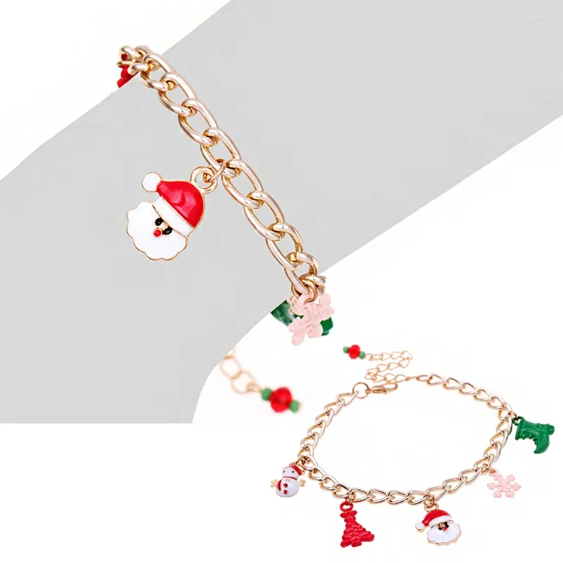 Länkarmband 1pc 2023 enkel design charm armband jul jultomten form för kvinnor flicka koreanska söta söta smycken xmas gåva